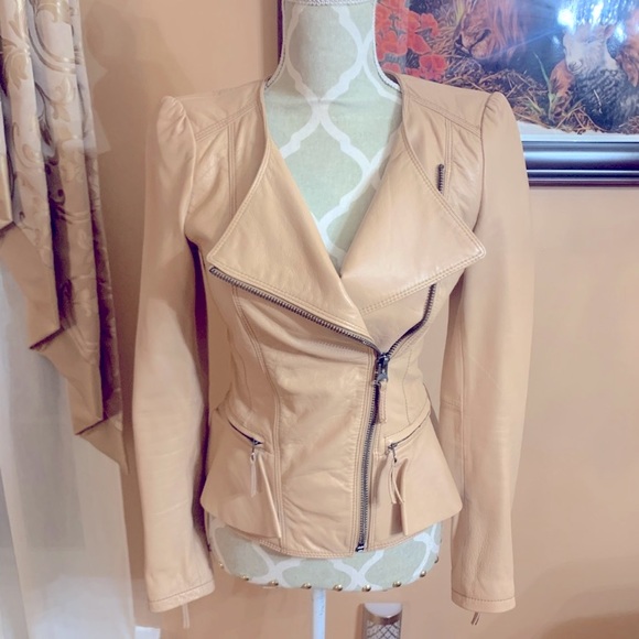 Zara Peplum Lamb Leather Jacket - Picture 4 of 5